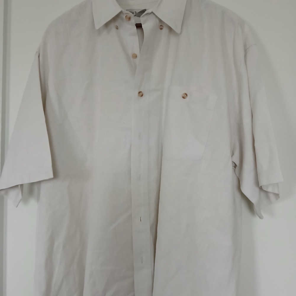 Nine twenty east linen short sleeves mens shirt size large